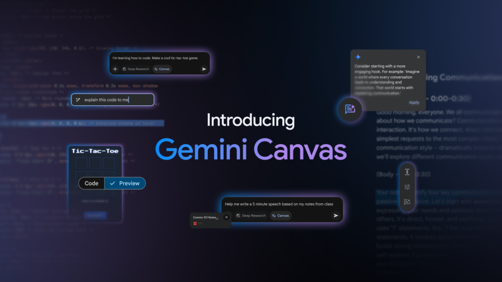 ميزة "Gemini Canvas" من جوجل: ثورة في إنشاء المحتوى الرقمي وتطوير مواقع الويب 2 ميزة Canvas من جوجل