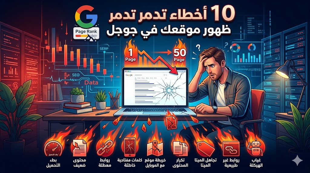 10 أخطاء تدمر ظهور موقعك في جوجل